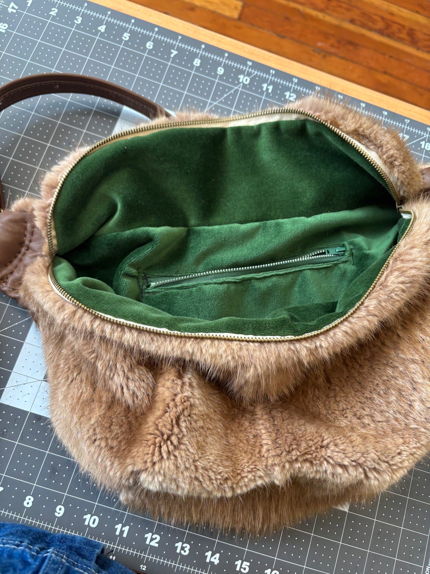 big muskrat pelt local made purse