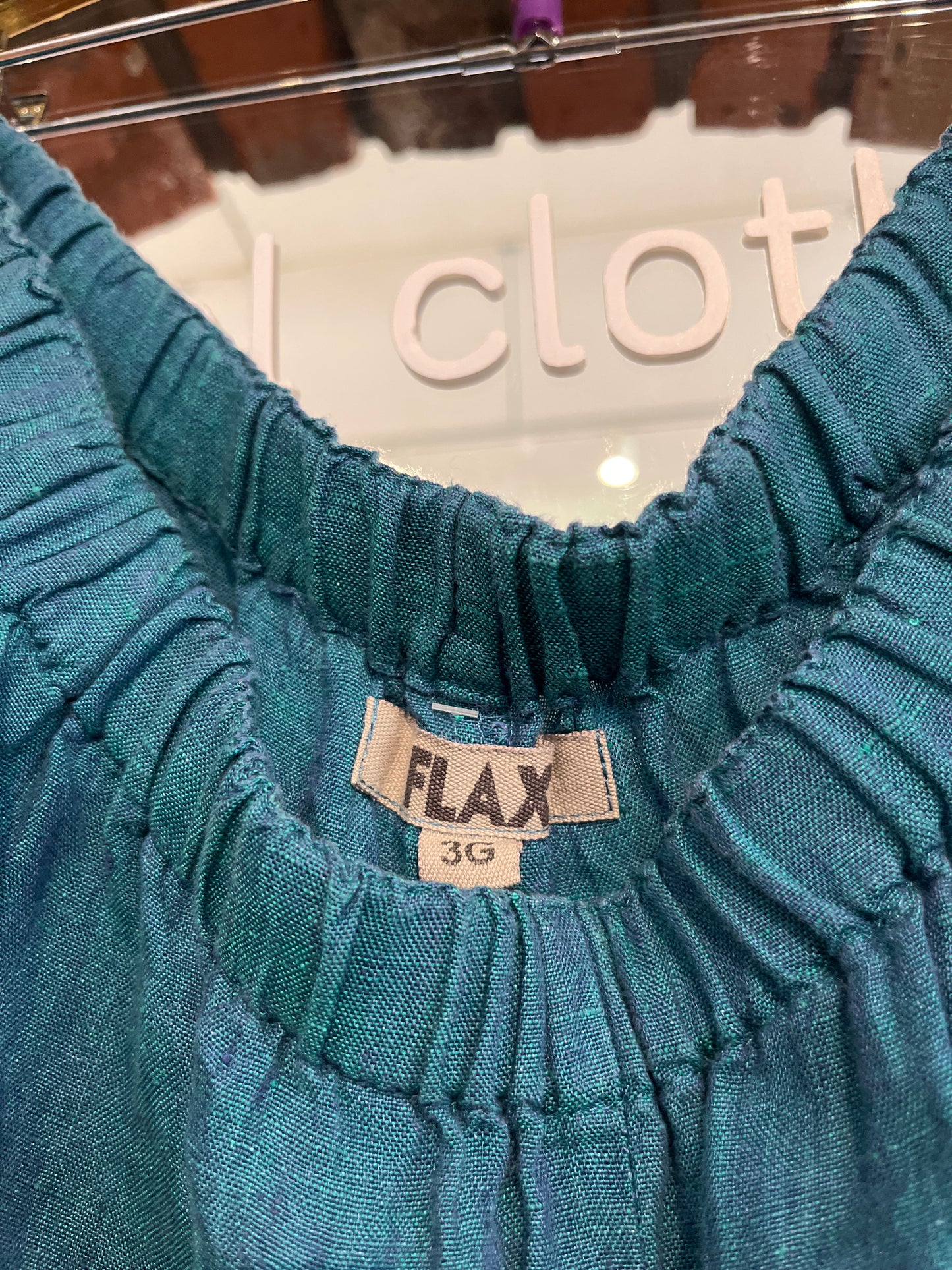 size 3G turquoise linen FLAX pants - wide leg