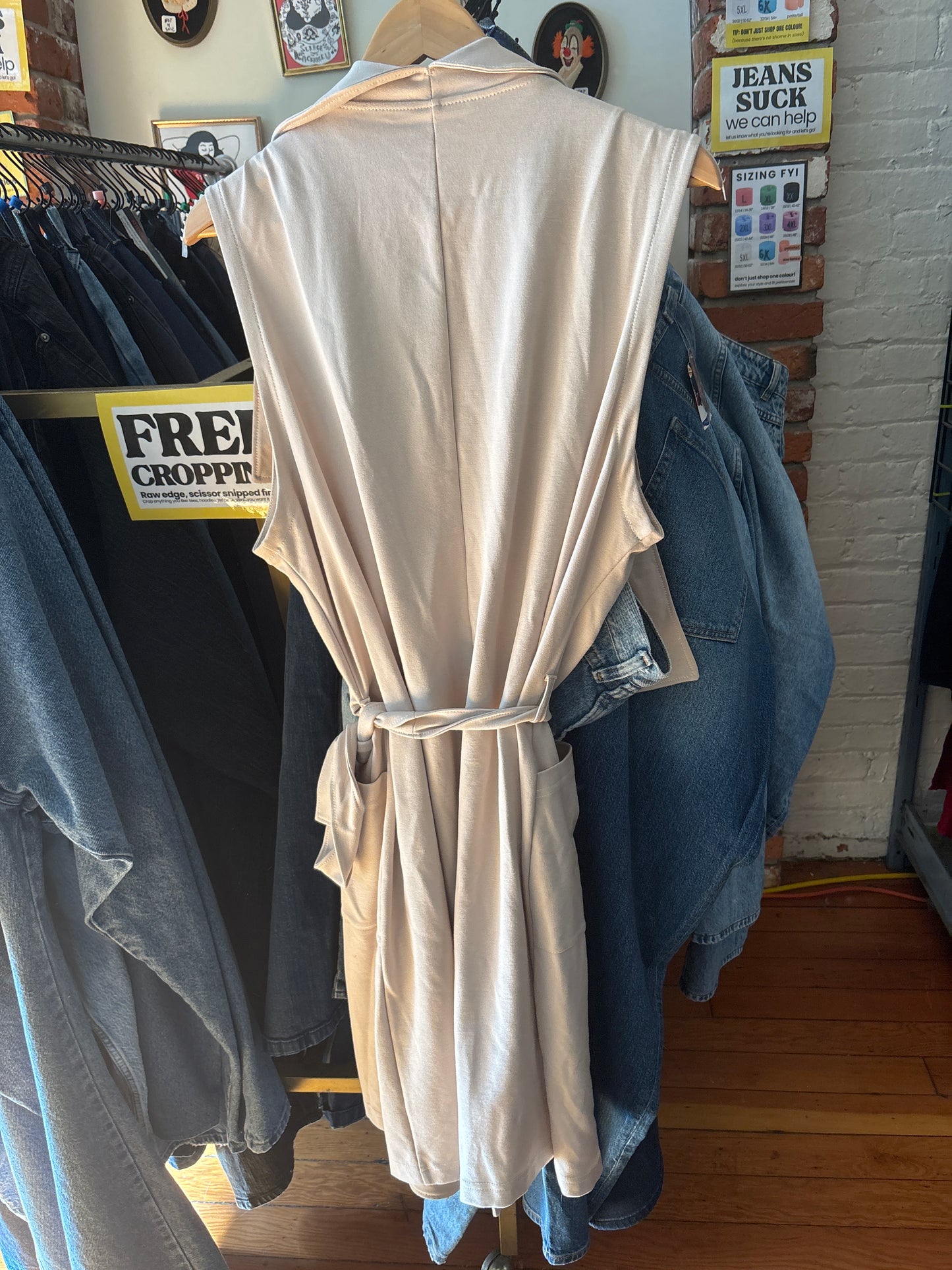 size L/XL Anne Mulaire beige vest - maude wrap