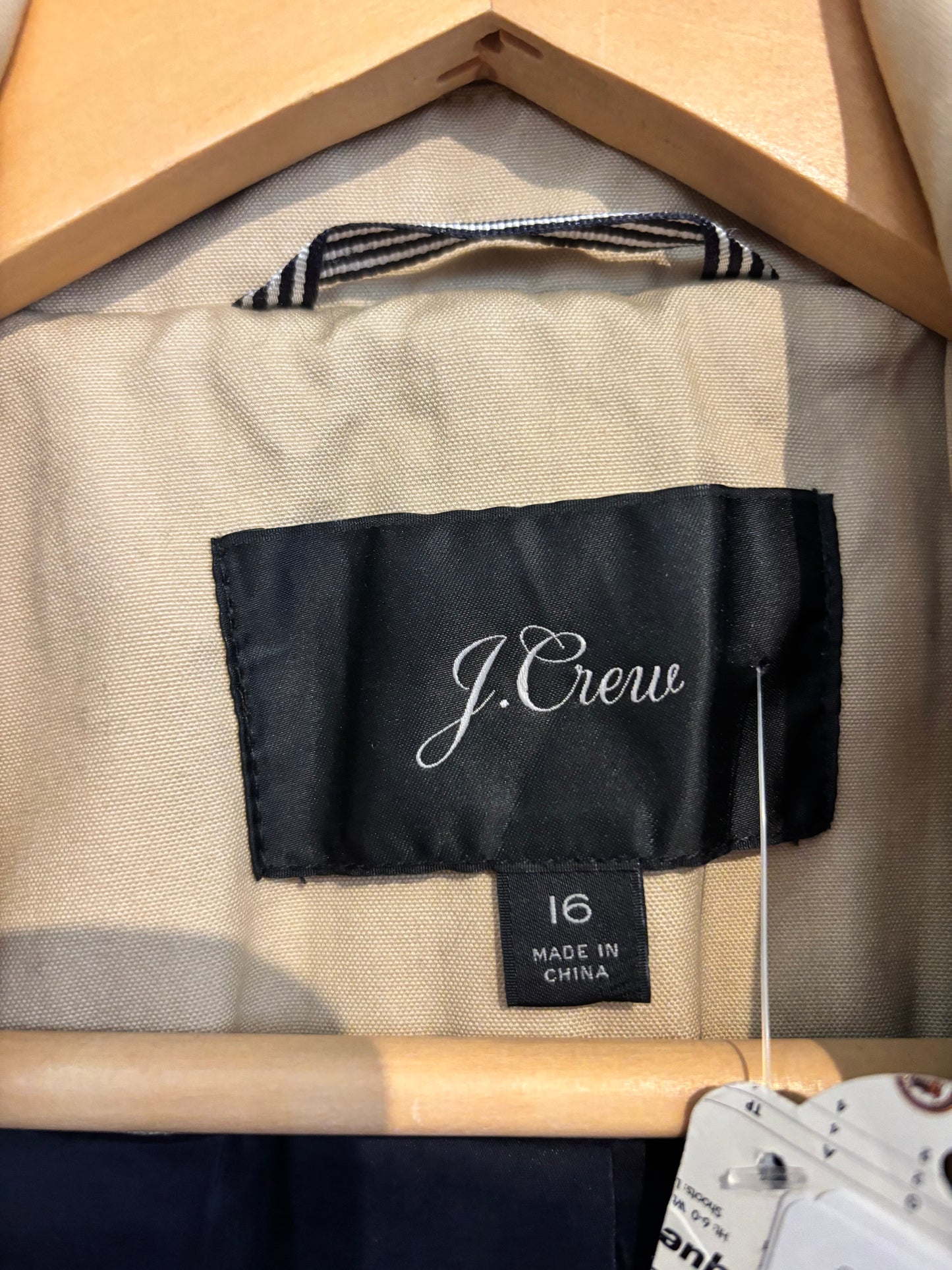 size 16 beige with navy lining J.Crew coat - trench