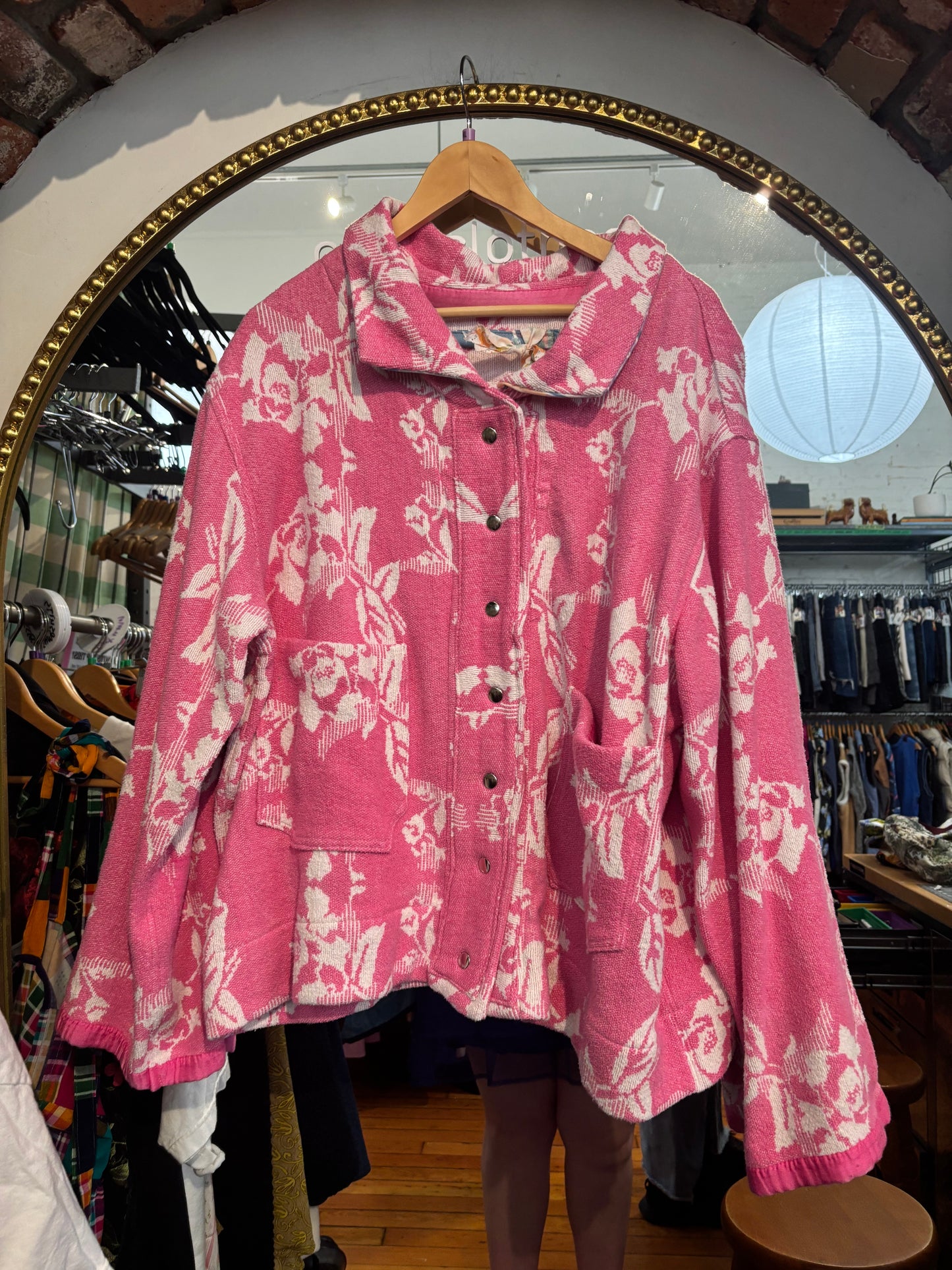 size XL+ PINK Woodbrick cotton woven blanket jacket