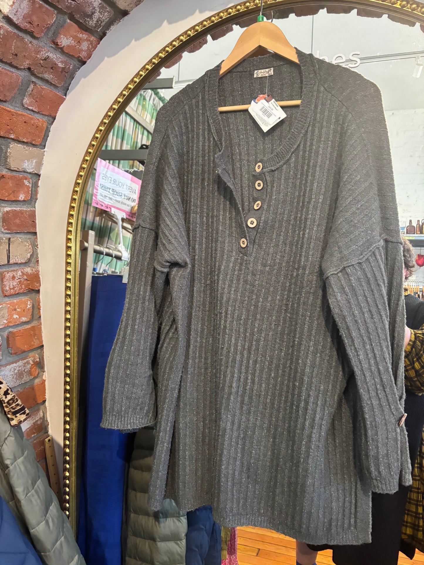 free size grey acrylic blend Free People sweater - ribbed