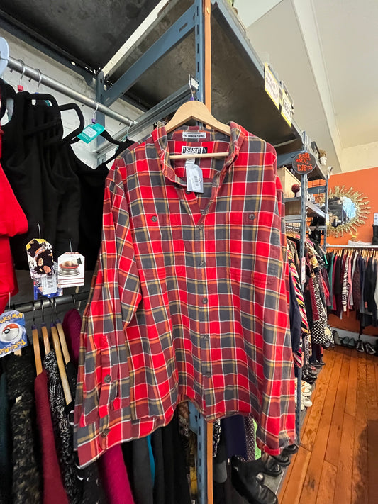 size 3XL red grey plaid Duluth top - button up