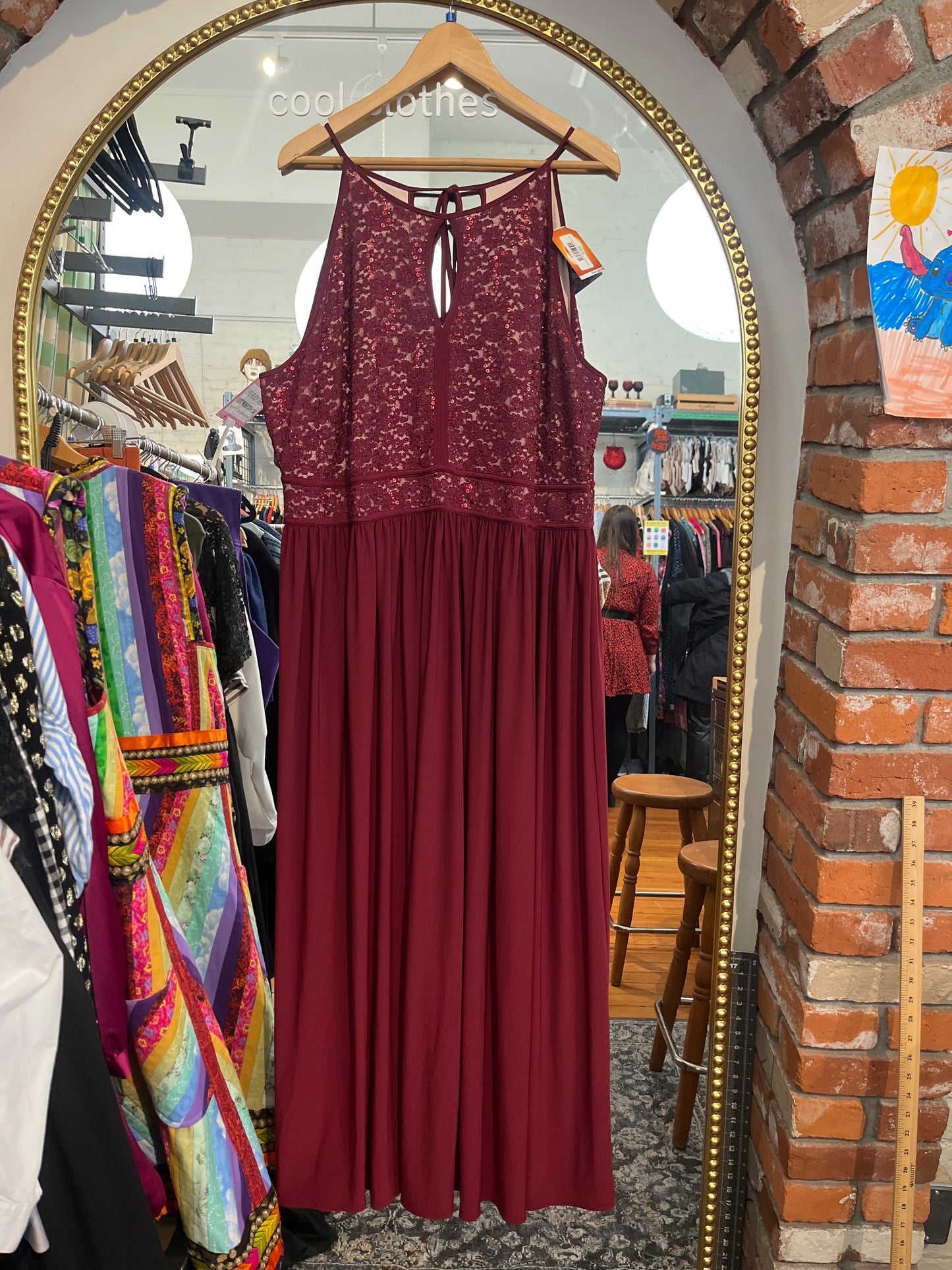 size 22 burgundy with sparkles Laura Studio dress - maxi