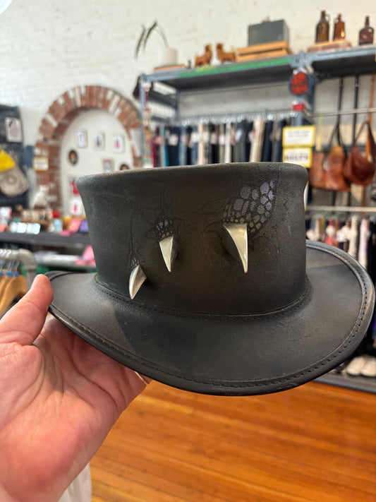 size L black leather dragon claws Evil Within Steampunk Hatter hat