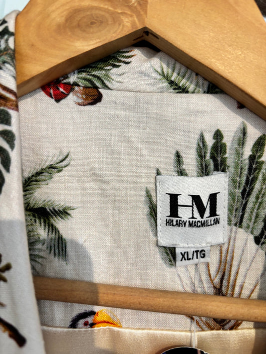 size XL Hilary Macmillan beige with birds and tropical  blazer - double breasted