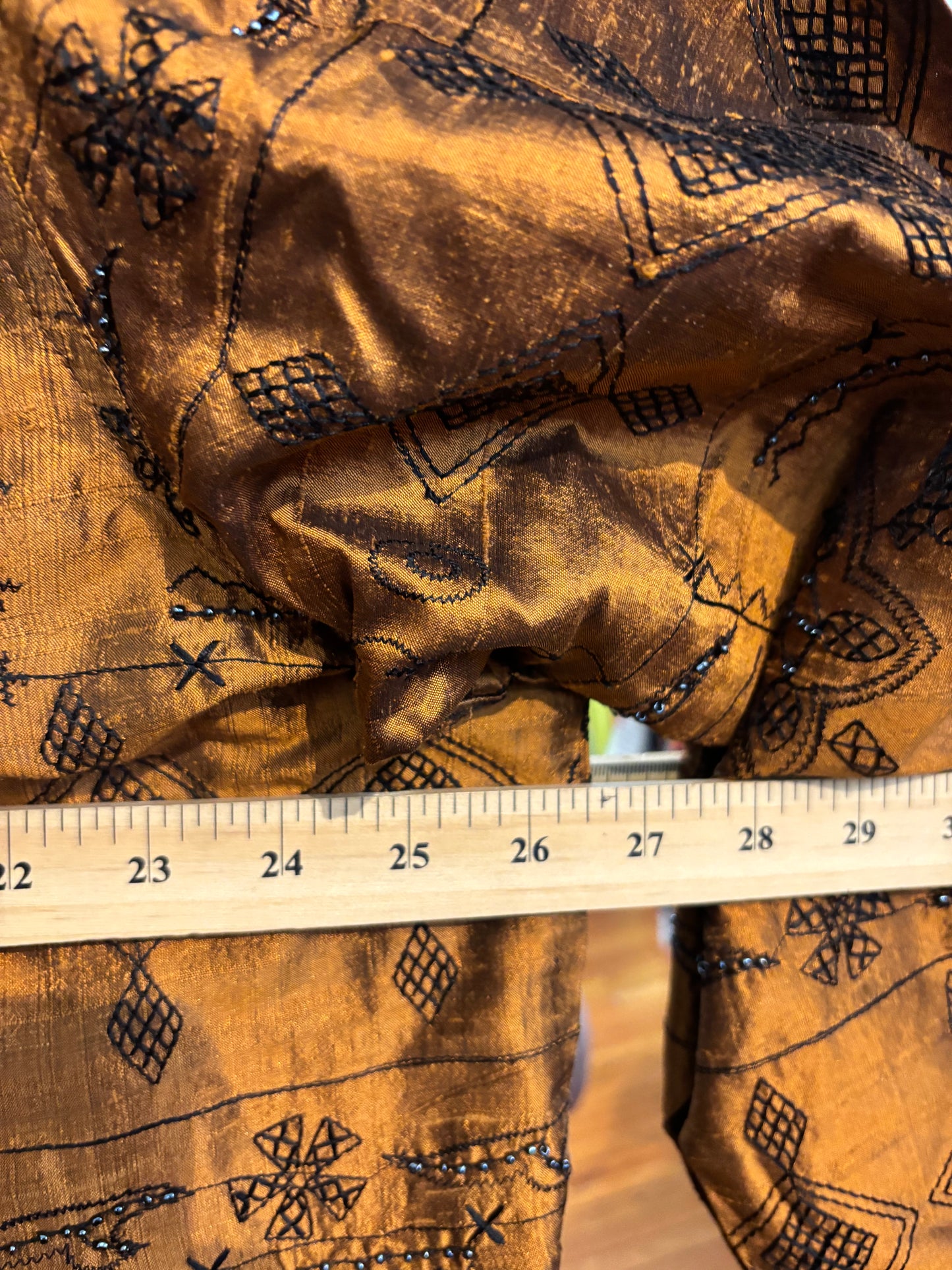 size 2X copper beading vintage Bleu Bayou top - button up