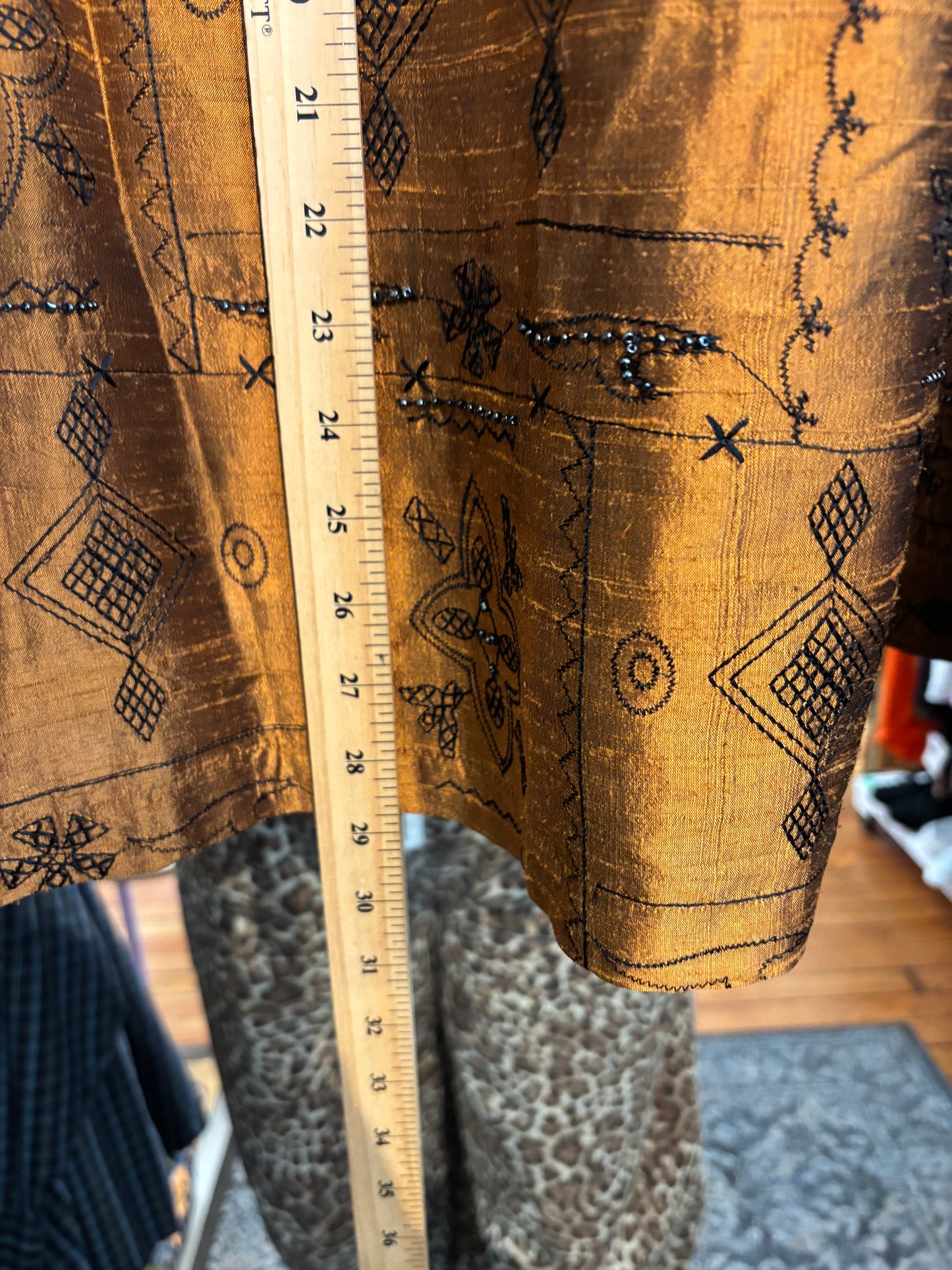 size 2X copper beading vintage Bleu Bayou top - button up