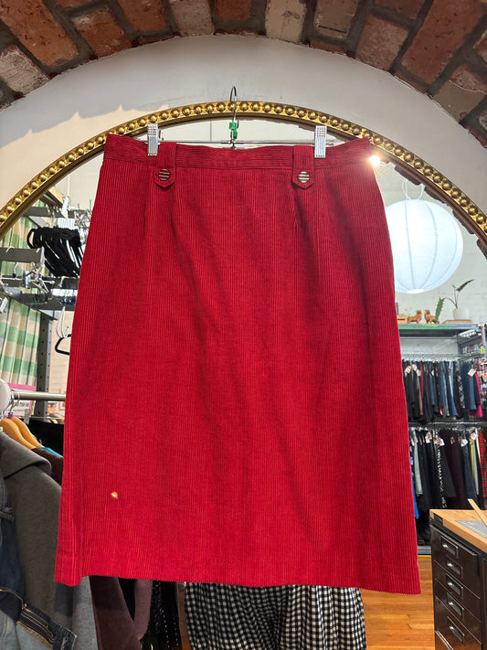 Size 18 red corduroy Vintage London Fog skirt - short