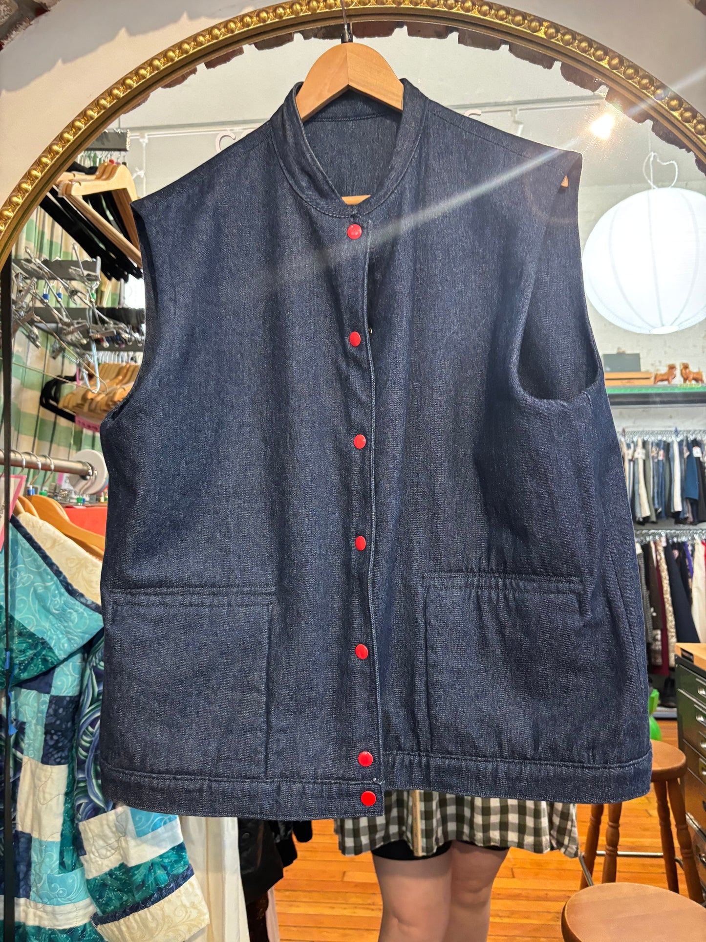 size flex denim with wool details VINTAGE vest