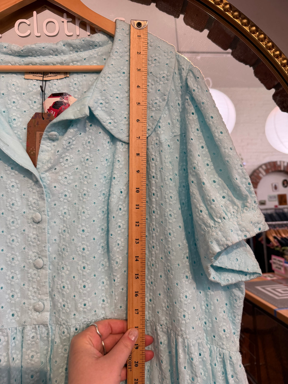 size 2-3X light blue eyelets Hearts and Found dress - knee