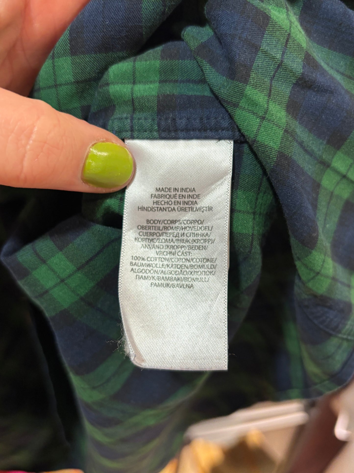 Size 4XB navy green plaid Ralph Lauren long - button up
