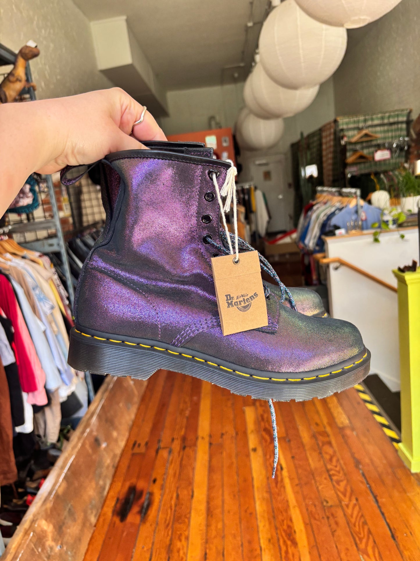 size 43 1460 disco Iridescent Lace Up Boots