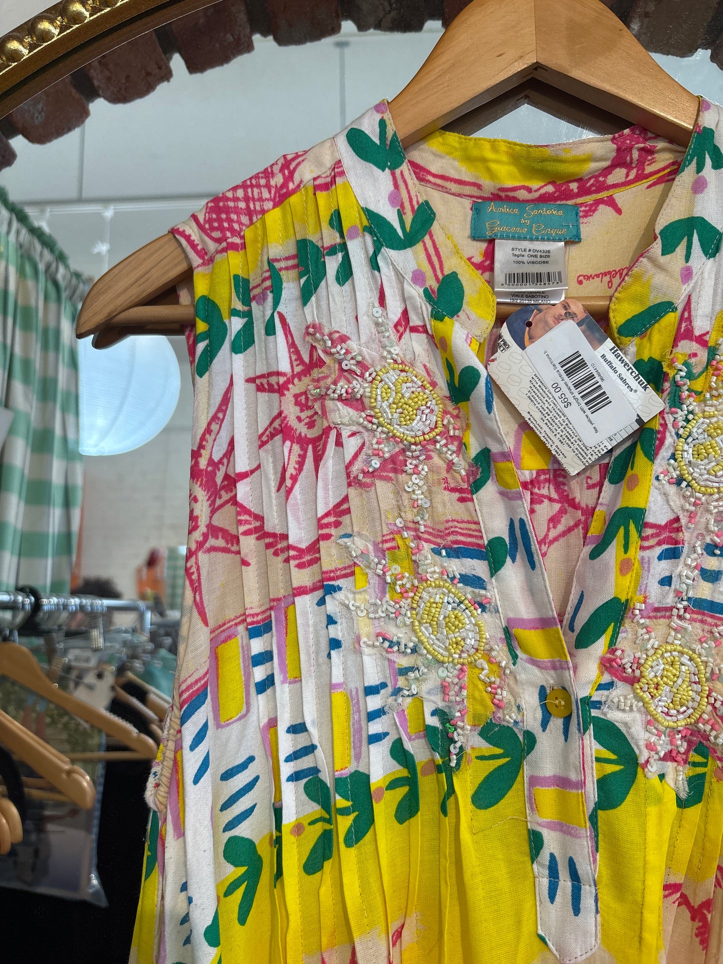 flex yellow with bright shapes Antica Sartoria by Giacomo Cinque vintage maxi dress