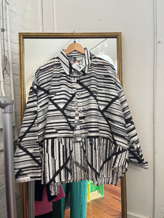 Size one size Black white grey sheer abstract Dress to Kill Top