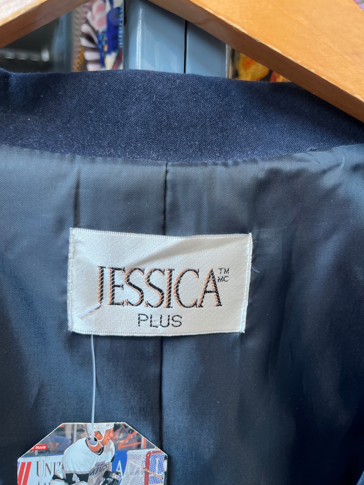 size 22 navy soft VINTAGE Jessica Plus vest - zip