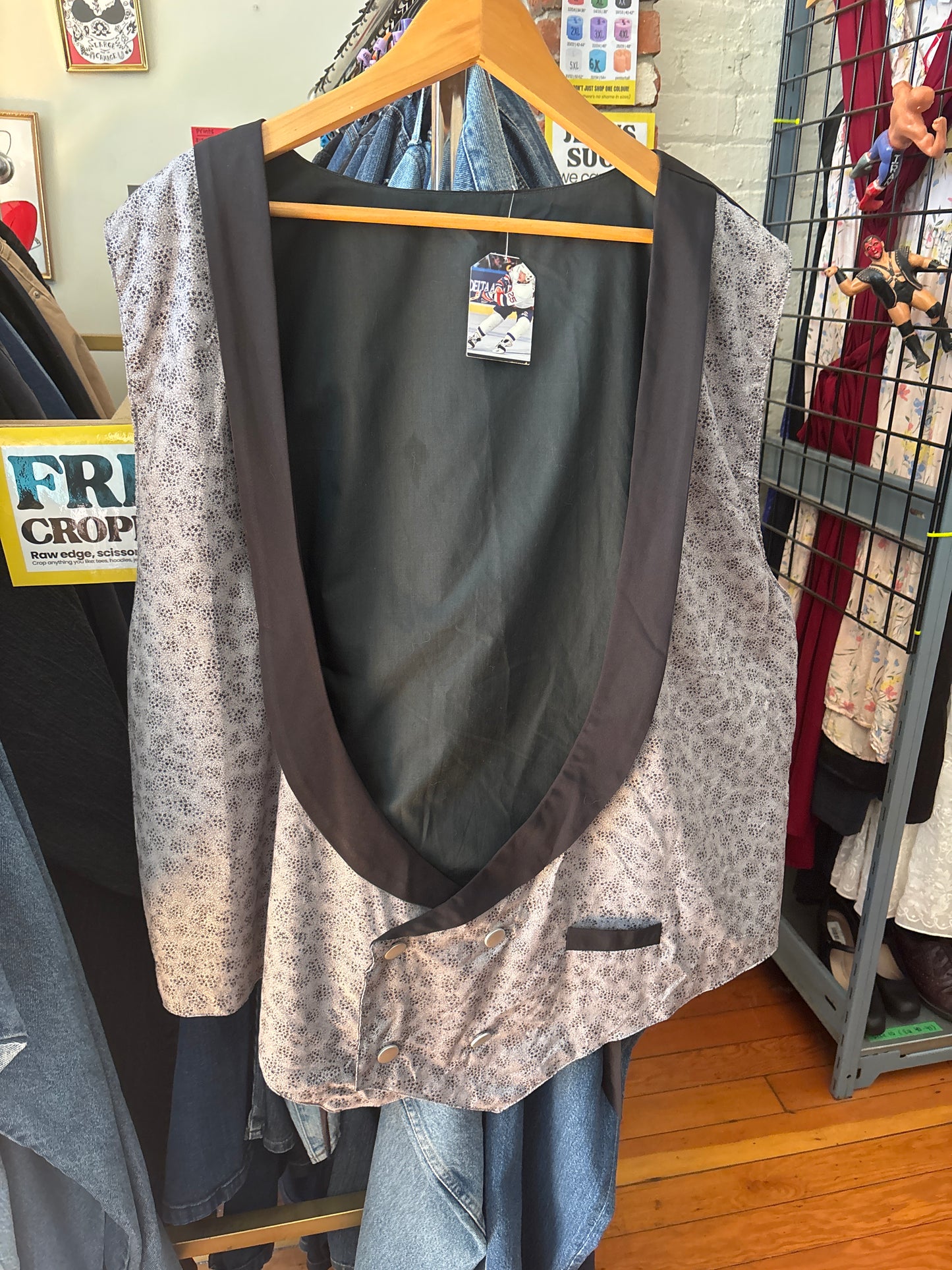 Handmade silver black fancy vest - size 5X ish