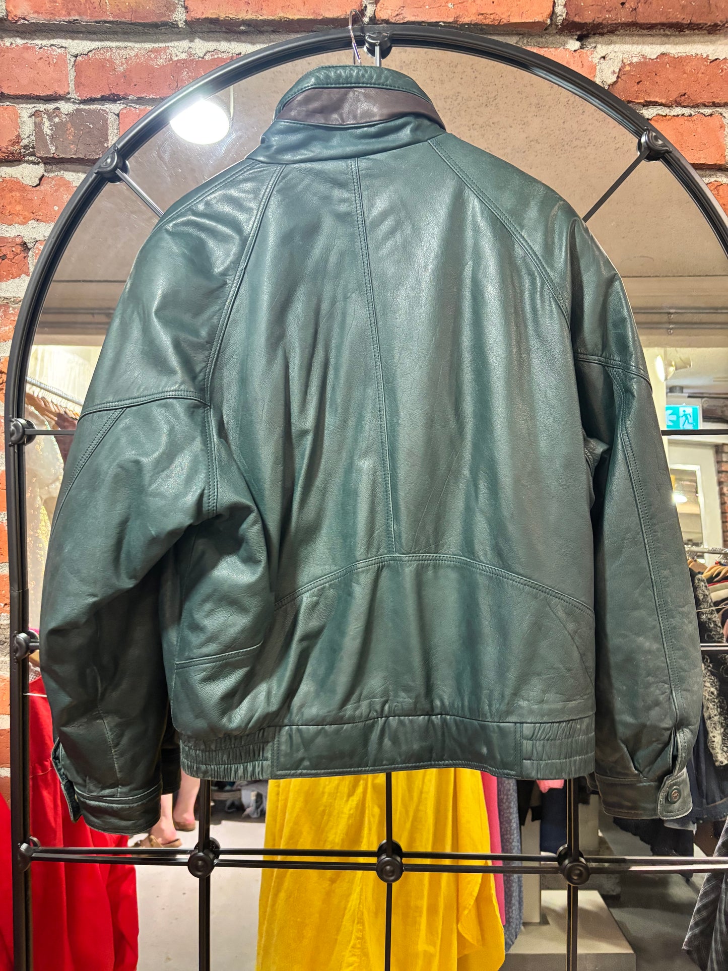 AS IS size M green leather cool inside VINTAGE Cricketeer jacket - bomber
