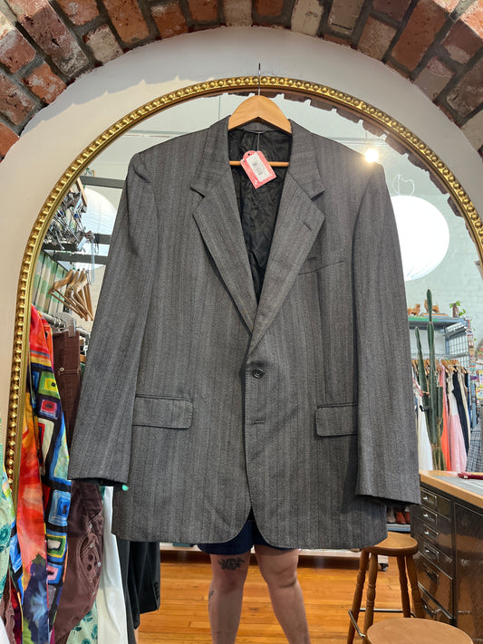 size 44 tall grey houndstooth VINTAGE DARREN K COOK blazer sportscoat
