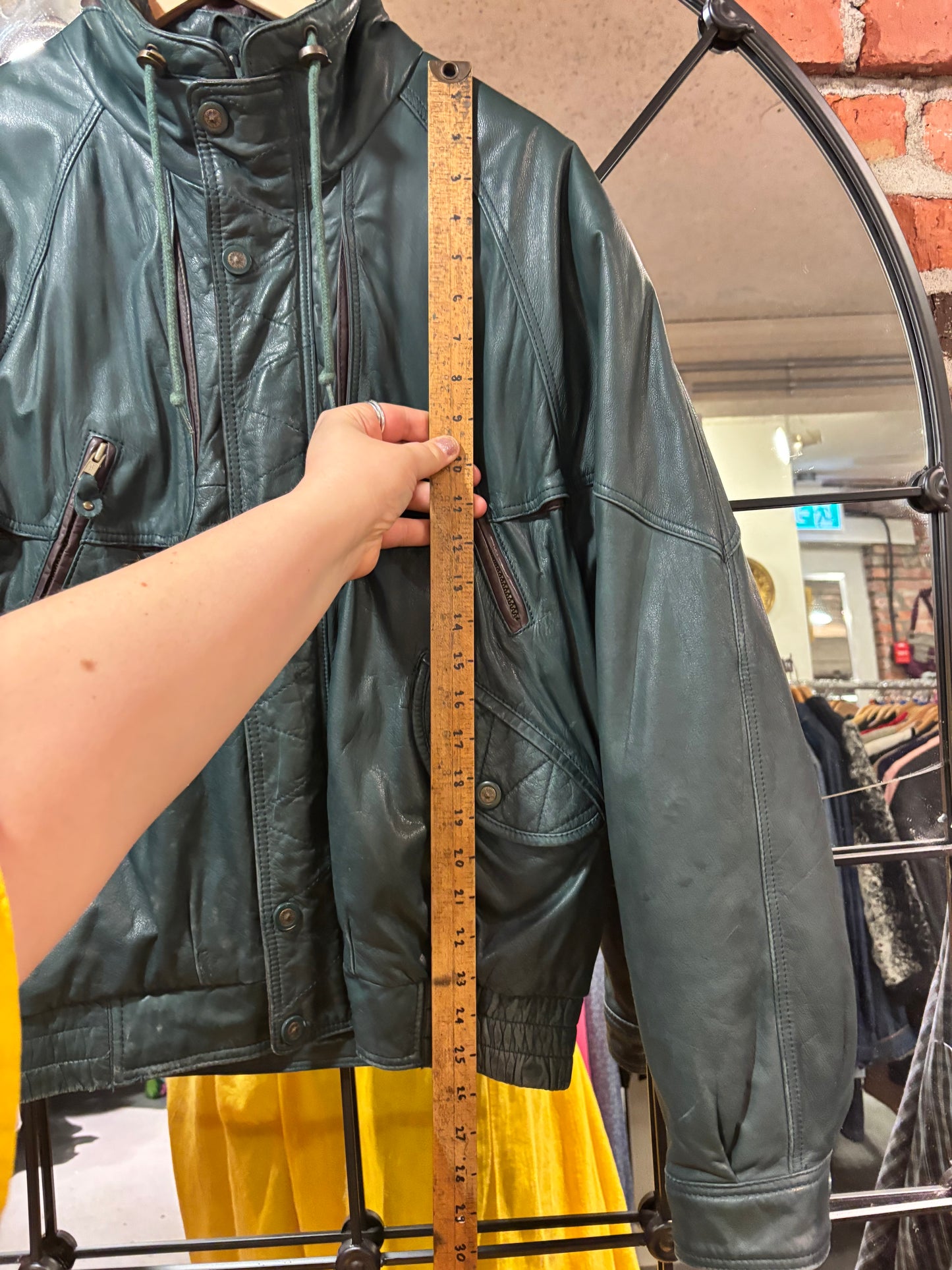 AS IS size M green leather cool inside VINTAGE Cricketeer jacket - bomber
