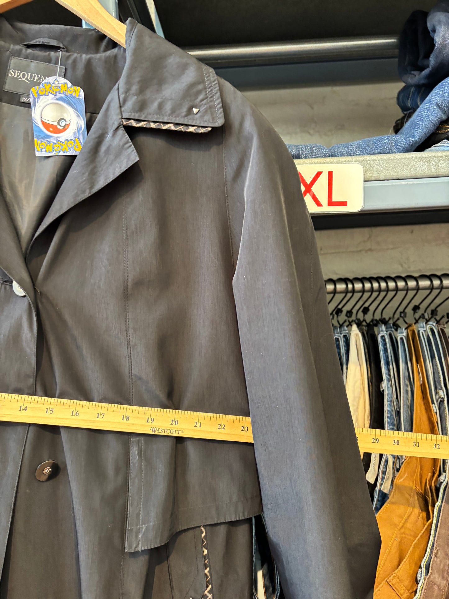Size 13/14 Black Vintage Sequence Trench coat