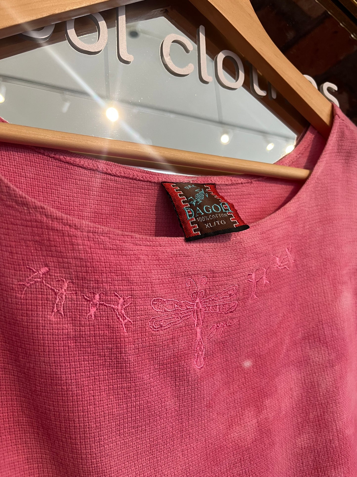 size XL pink with embroidery VINTAGE Dagoli dress - maxi