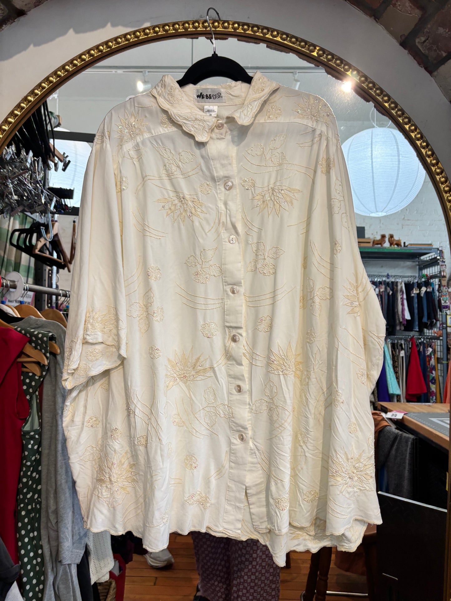 VINTAGE size 4X We Be Bop cream top with beads