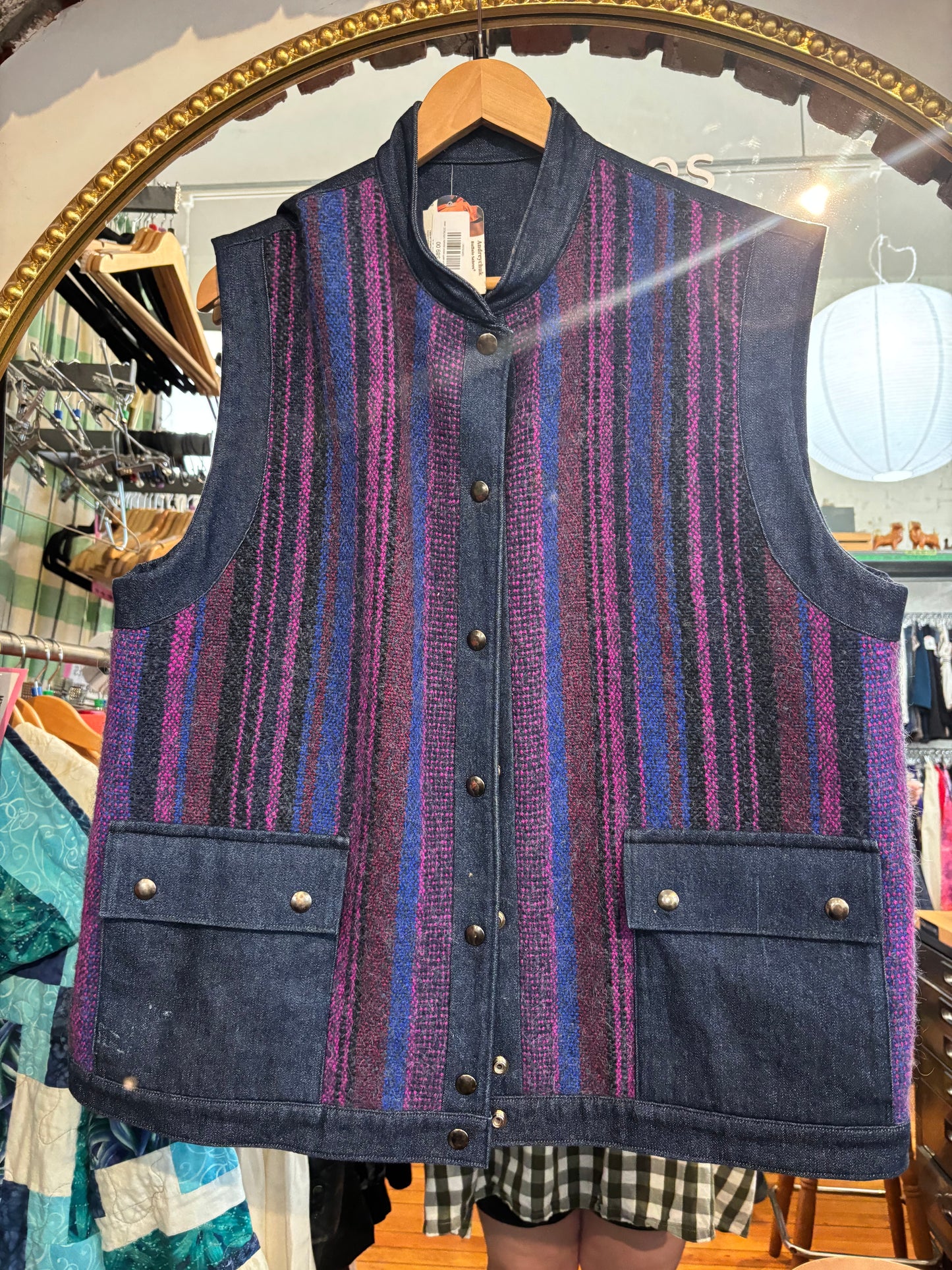 size flex denim with wool details VINTAGE vest