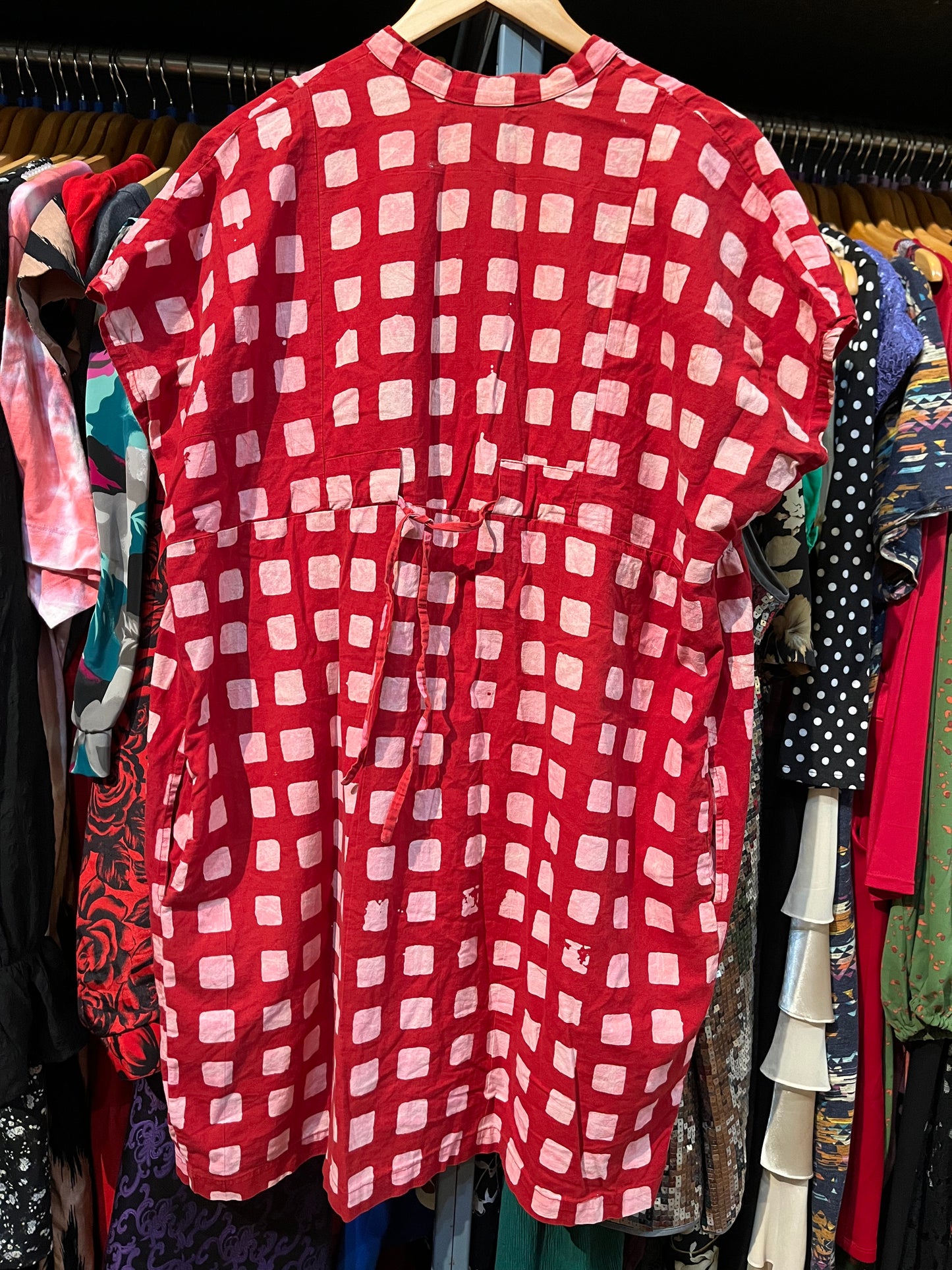 AS-IS Size L Red with Pink squares pattern Osei Duro Dress