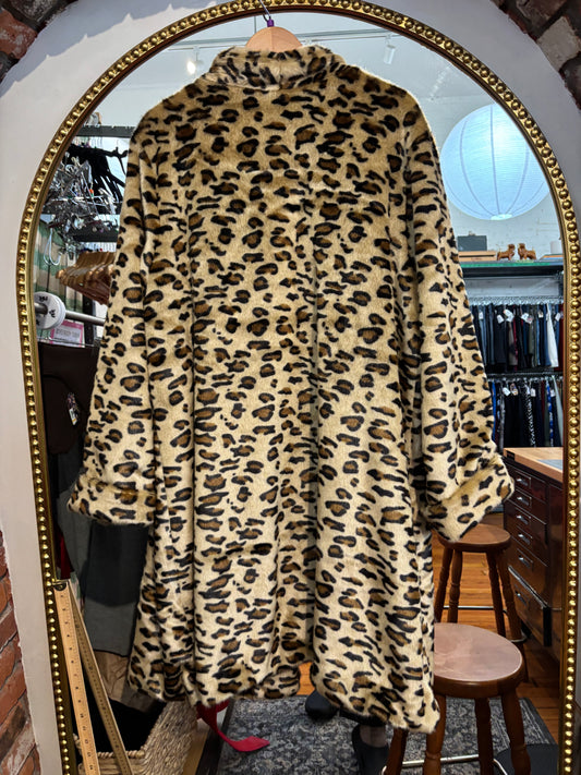 VINTAGE size 28 Jessica London leopard print long jacket