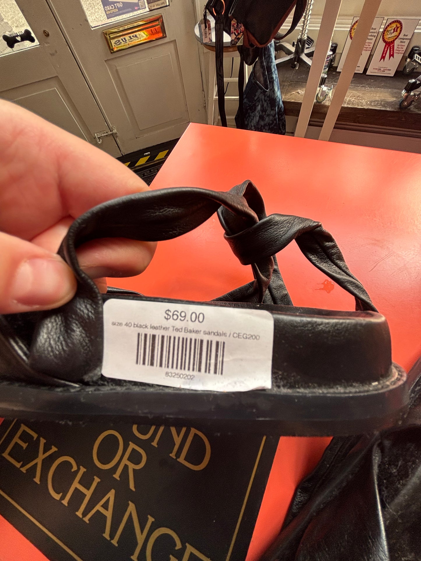 size 40 black leather Ted Baker sandals