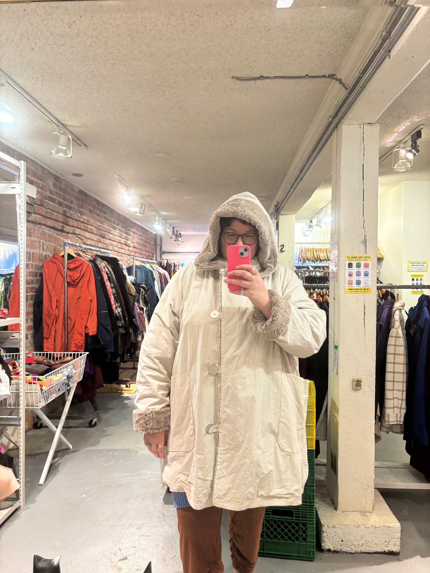 size 3 cream faux fur lined Mcverdi jacket - parket