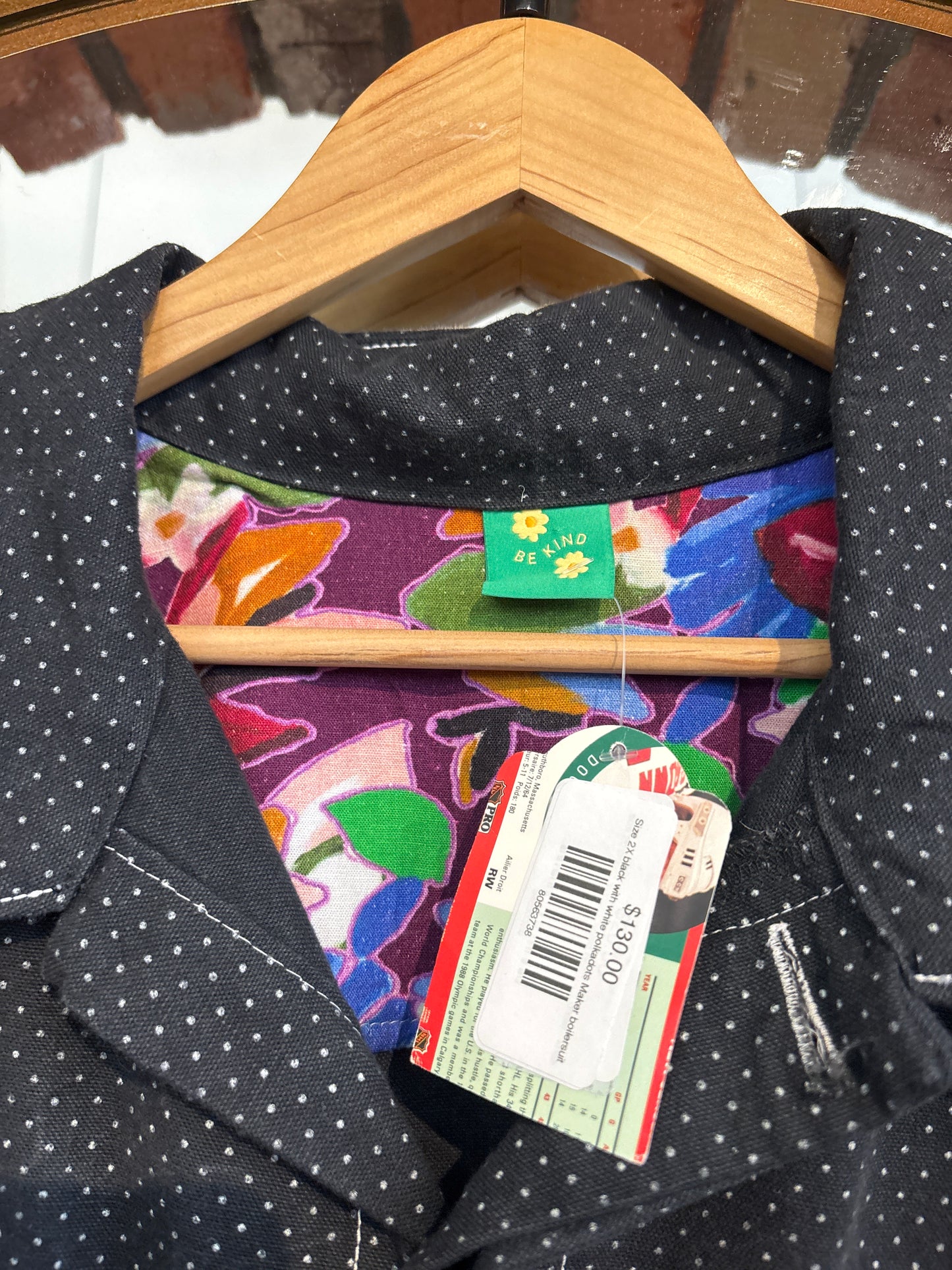 Size 2X black with white polkadots Maker boilersuit