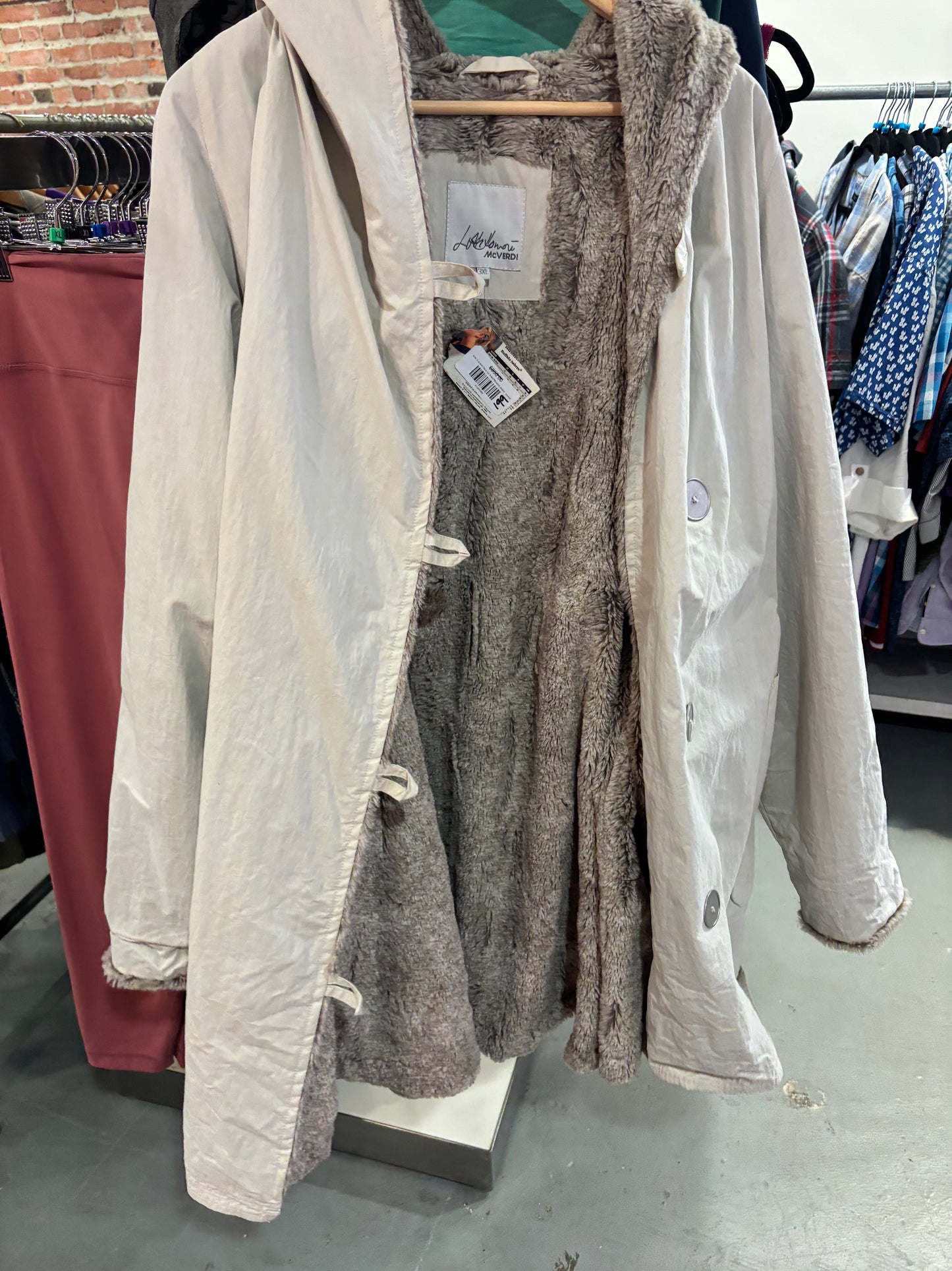 size 3 cream faux fur lined Mcverdi jacket - parket