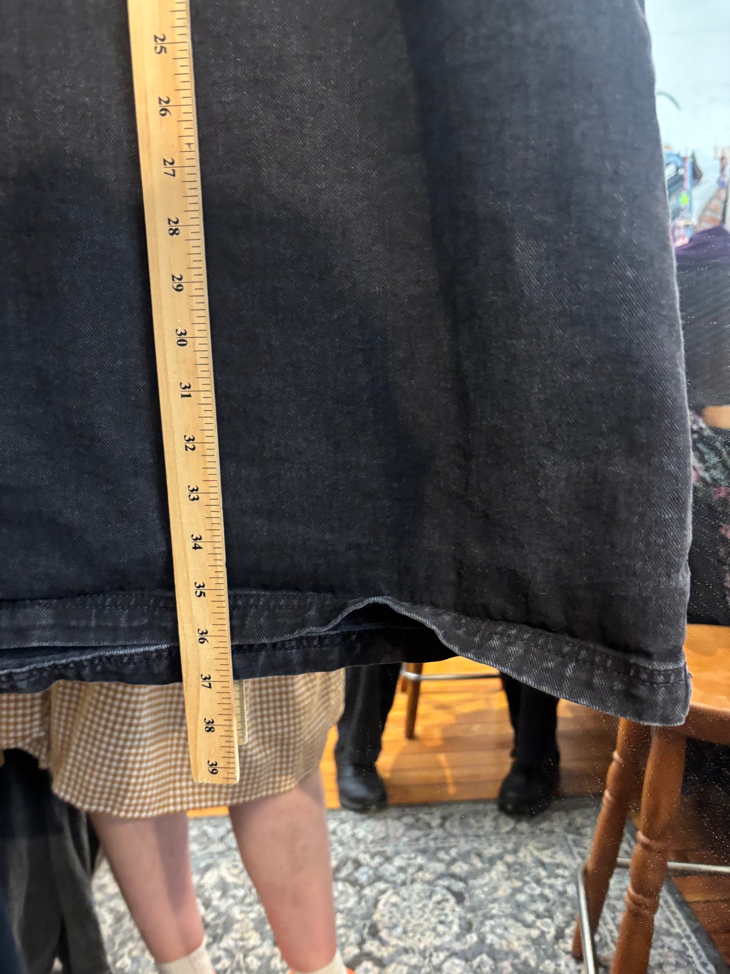 Size 26 black denim Lucy and Yak pinafore