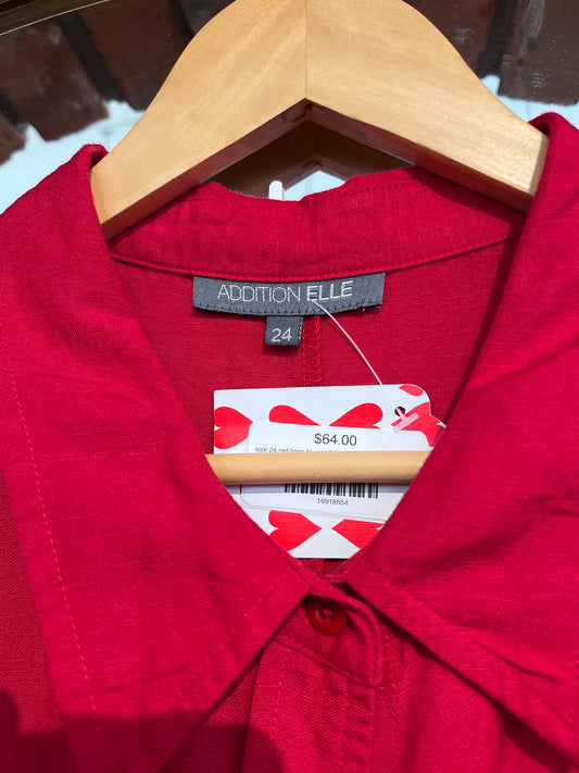size 24 red linen blend VINTAGE Addition Elle dress - long