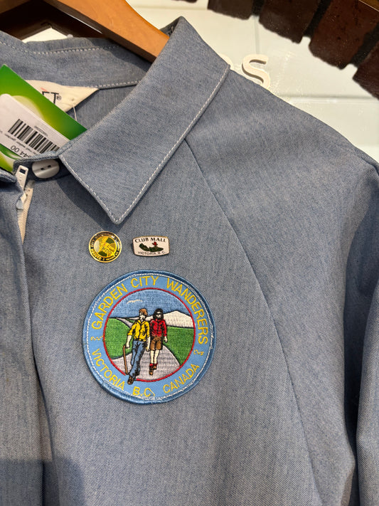 size 3Xish chambray mall walker garden  VINTAGE Koret jacket - AS IS