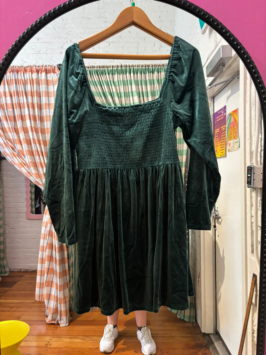 size XL green velvet ruched chest Gap dress - short