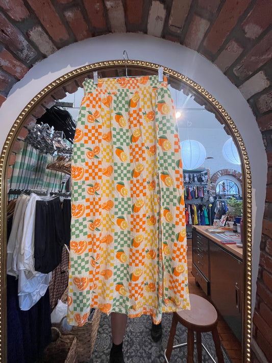 Size XL checkerboard orange green Lucy skirt