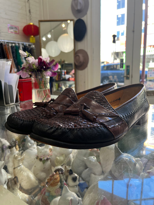 AS IS size 16M black brown leather VINTAGE Mezlan shoes - loafers