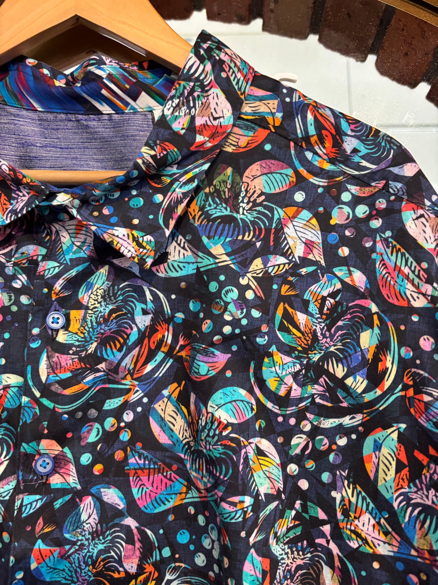 size 4XL ocean rainbow Robert Graham top - button up long sleeve