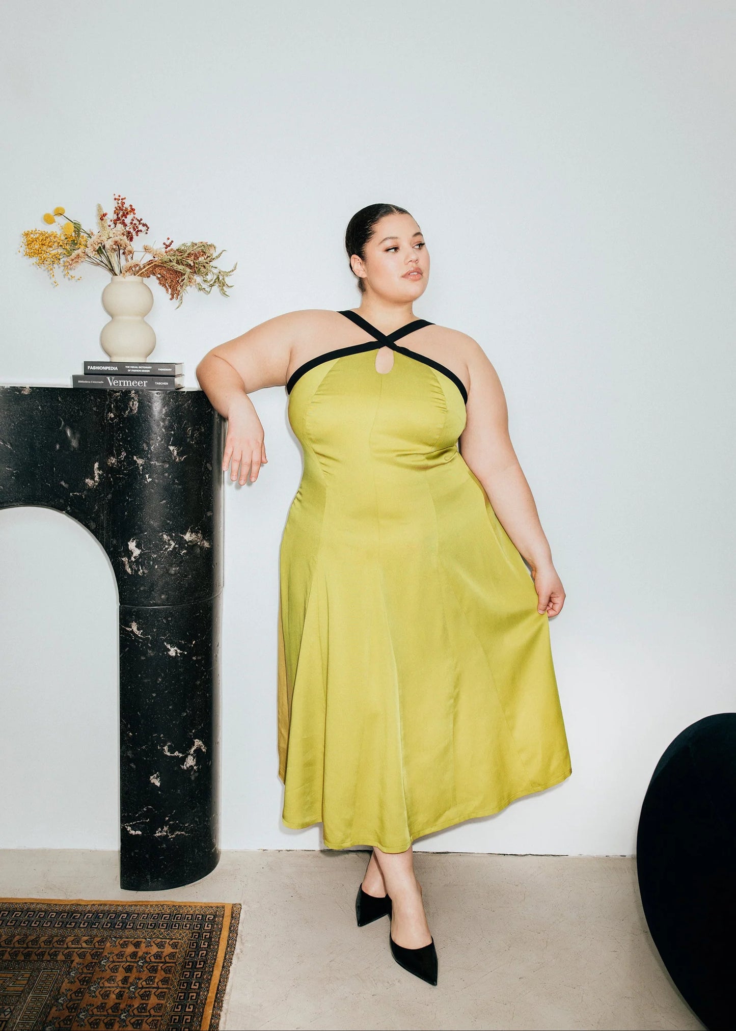 SAMPLE size 2X Hilary Macmillan Chartreuse Halter Dress