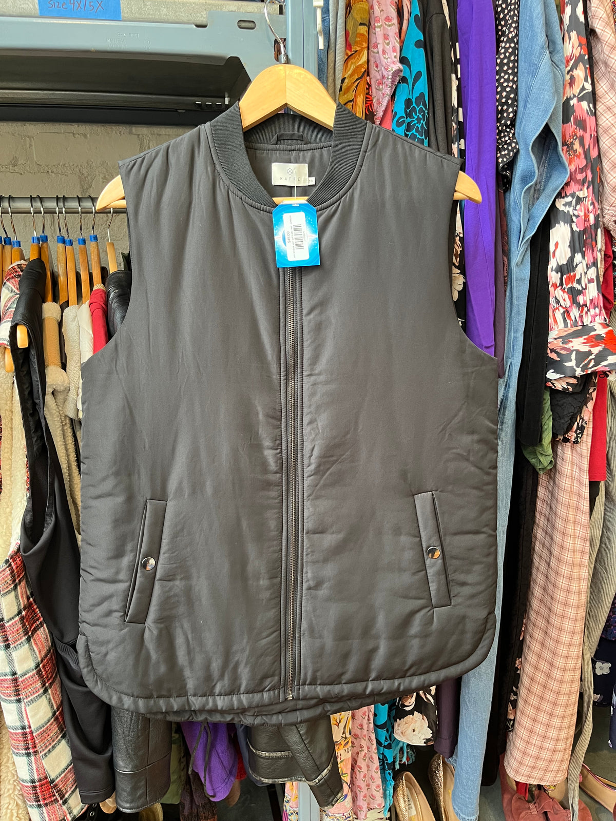 size 38 black satin puff Kaffe  vest