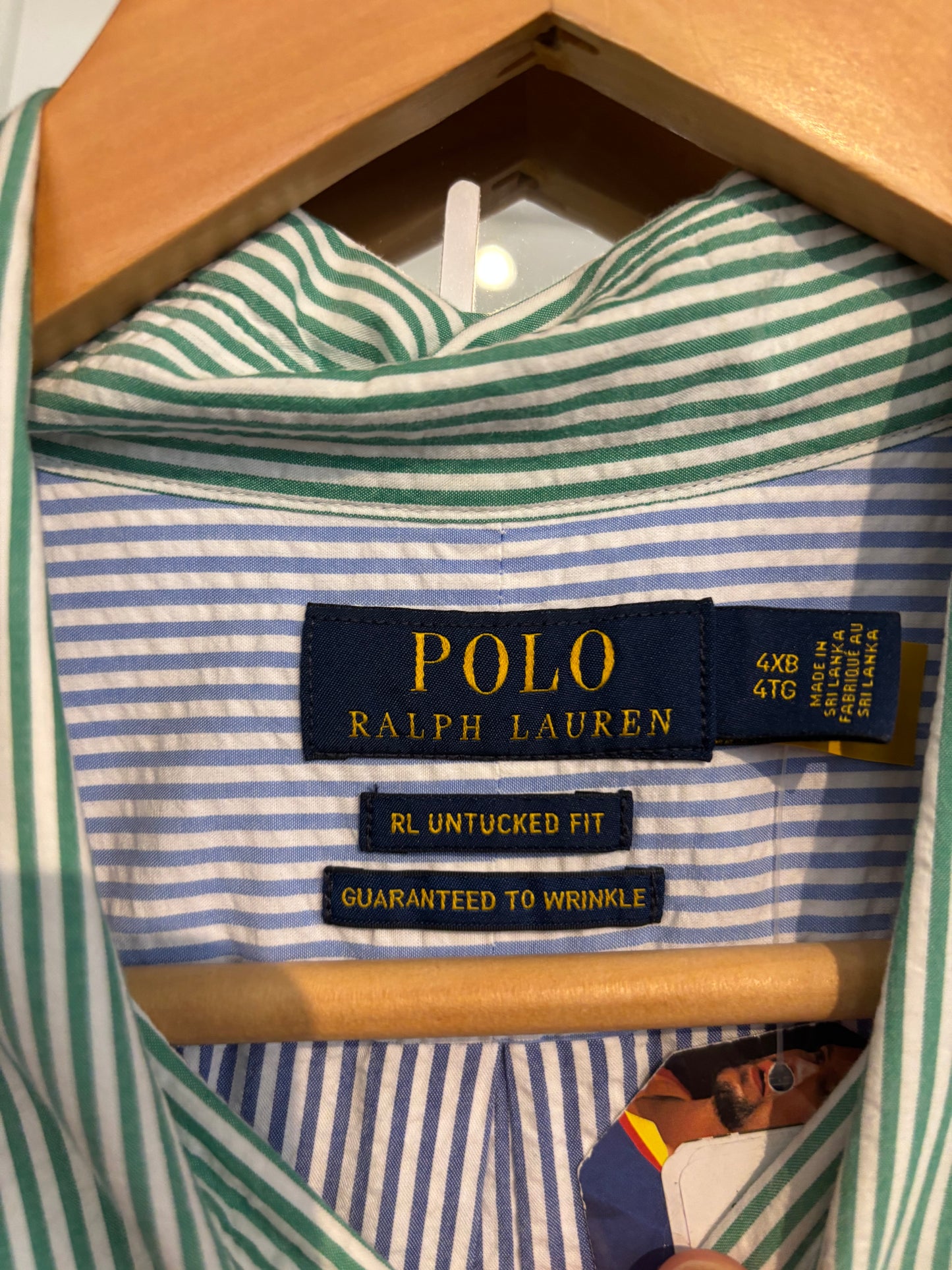 Size 4XB pink blue striped colour blocked Ralph Lauren short - button up