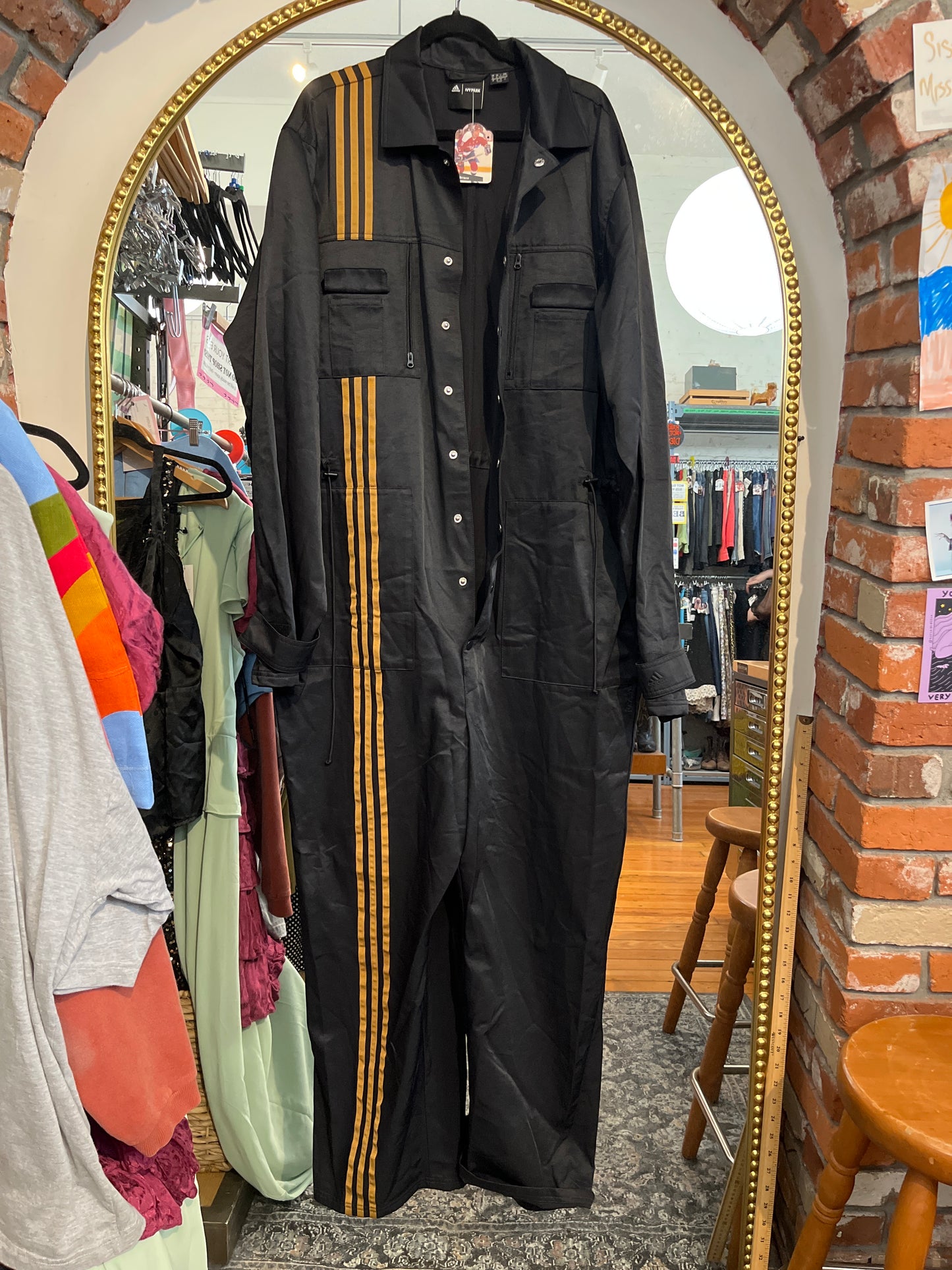 size XL black and brown stripe Adidas x Ivy Park boilersuit