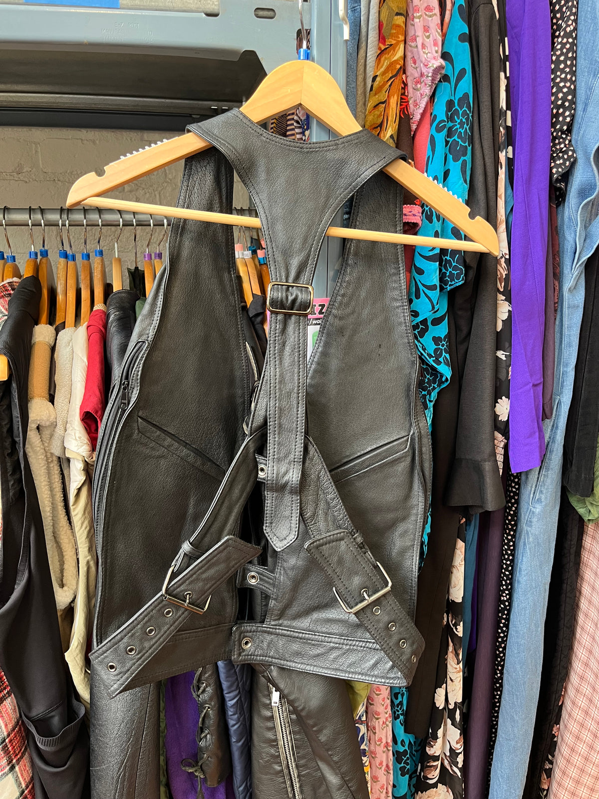 size flex black LEATHER JOPEJ vest thing