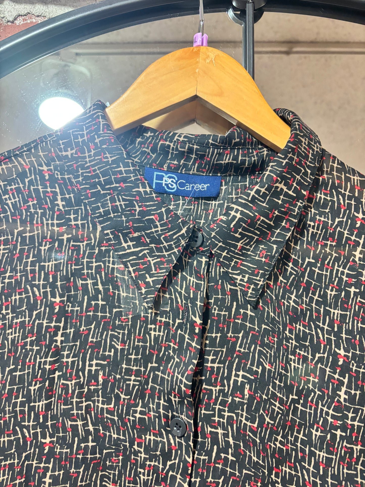 size 4X black red brown pattern PS Career top - long