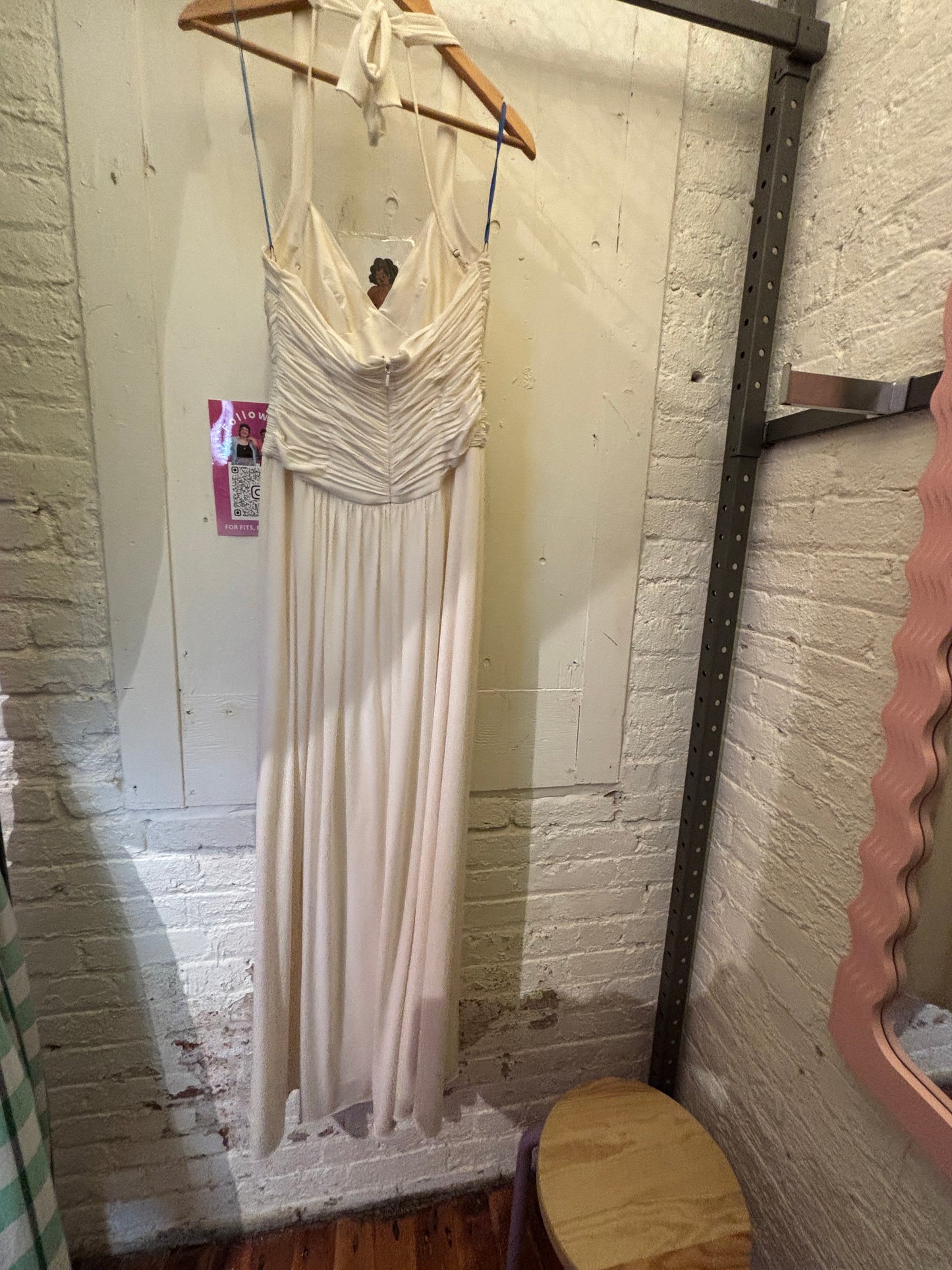 size L BCBG cream grecian goddess dress