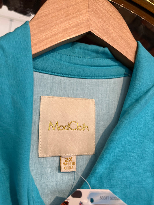size 2XL teal cotton Mod Cloth dress - pinup