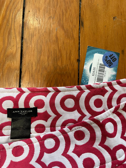 size 18 red white geometric Anne Taylor skirt - short